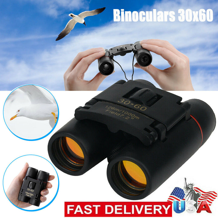 30x60 Compact Folding Binoculars with Carry Case