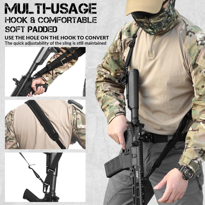 Gun Sling With HK Hook Soft Shoulder Pad Sling