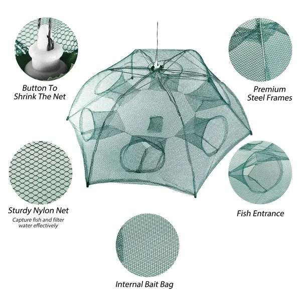 Fishing Trap Net Portable Folding Fish Bait Trap Shrimp No Crab Bait Net