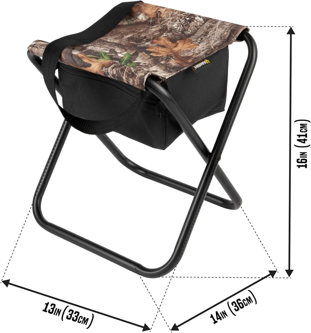 Vanish Folding Hunting Seat Realtree Edge – Portable Camo Chair with Storage, Steel Frame, 225 lb Capacity