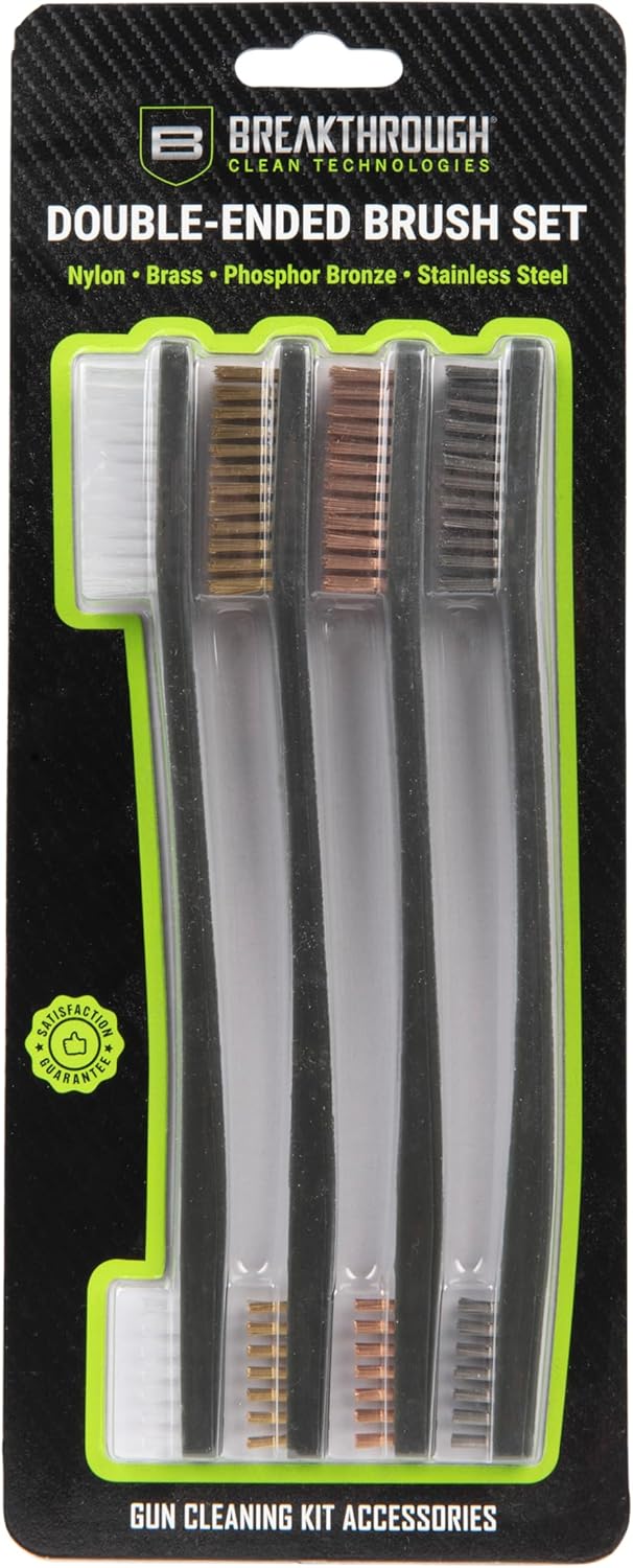 Breakthrough Clean Technologies Double-Ended Brush Set 4-Pack – Nylon, Brass, Bronze &amp; Stainless Steel Cleaning Brushes