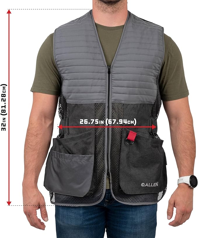 Allen Company Competitor Shooting Vest Gray M/L – Adjustable Ambidextrous Vest for Trap, Skeet &amp; Clay Shooting