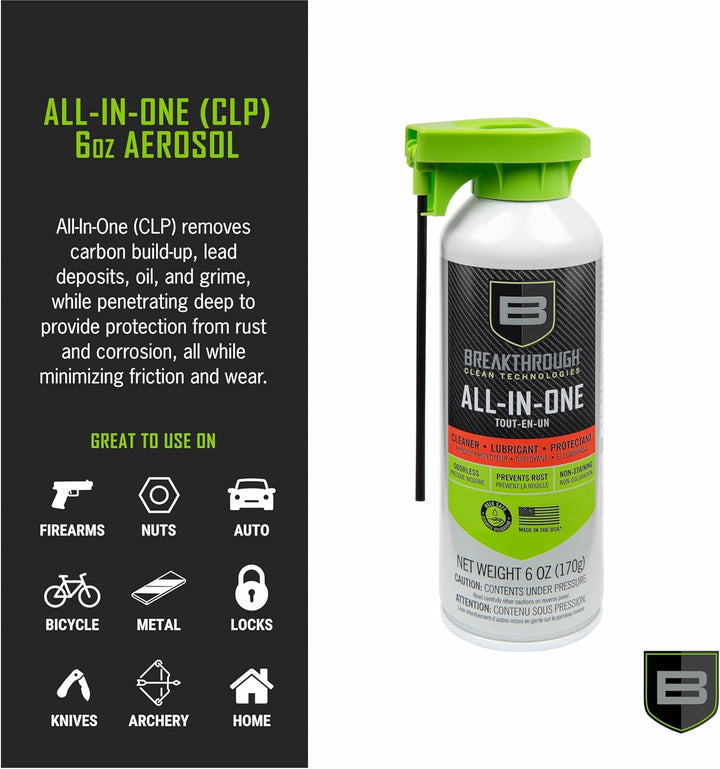 Breakthrough Clean Technologies Aerosol CLP 6oz – All-In-One Gun Cleaner, Lubricant &amp; Protectant Spray