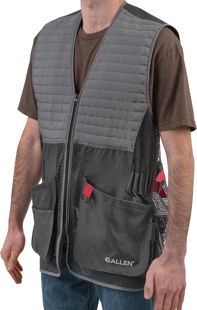 Allen Company Competitor Shooting Vest Gray M/L – Adjustable Ambidextrous Vest for Trap, Skeet &amp; Clay Shooting