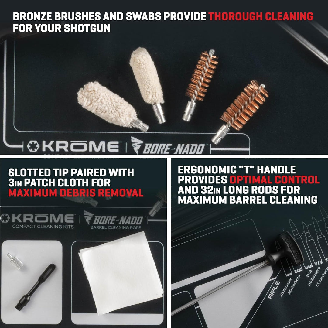 Allen Company Shotgun Cleaning Kit 12 &amp; 20 Gauge – 32” Rod, Brushes, Swabs &amp; Patches