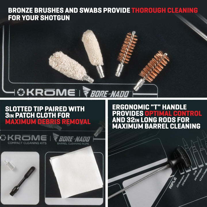 Allen Company Shotgun Cleaning Kit 12 &amp; 20 Gauge – 32” Rod, Brushes, Swabs &amp; Patches