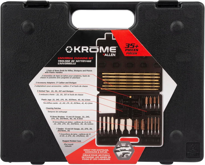 Krome Universal Gun Cleaning Kit 35-Piece – Multi-Caliber Rifle, Pistol &amp; Shotgun Cleaning Set with Case