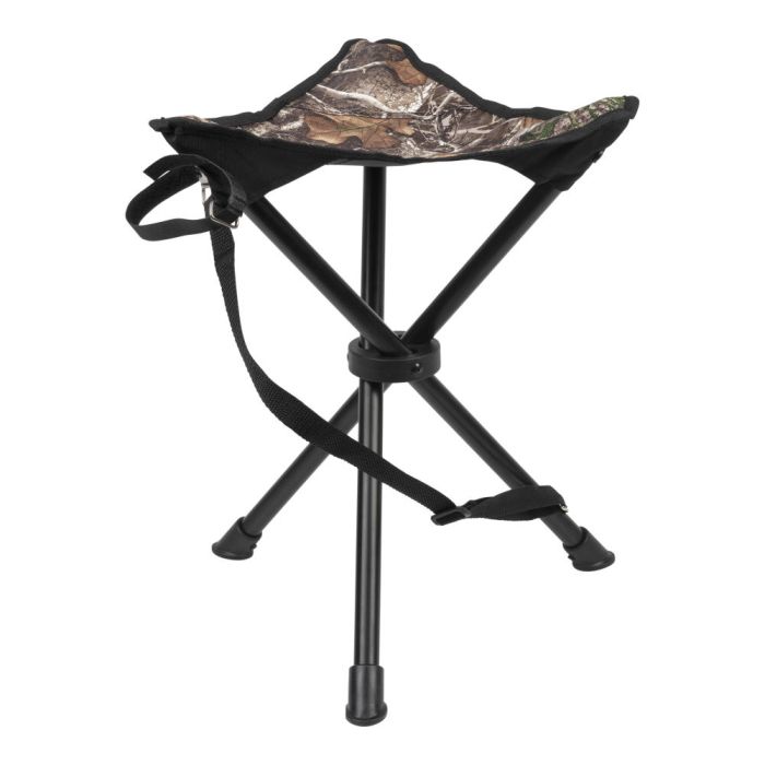 Vanish Camo Tripod Stool Realtree Edge – Foldable Hunting Stool, Steel Frame, 225 lb Capacity