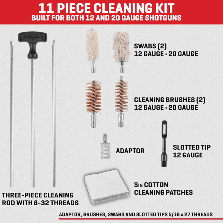 Allen Company Shotgun Cleaning Kit 12 &amp; 20 Gauge – 32” Rod, Brushes, Swabs &amp; Patches