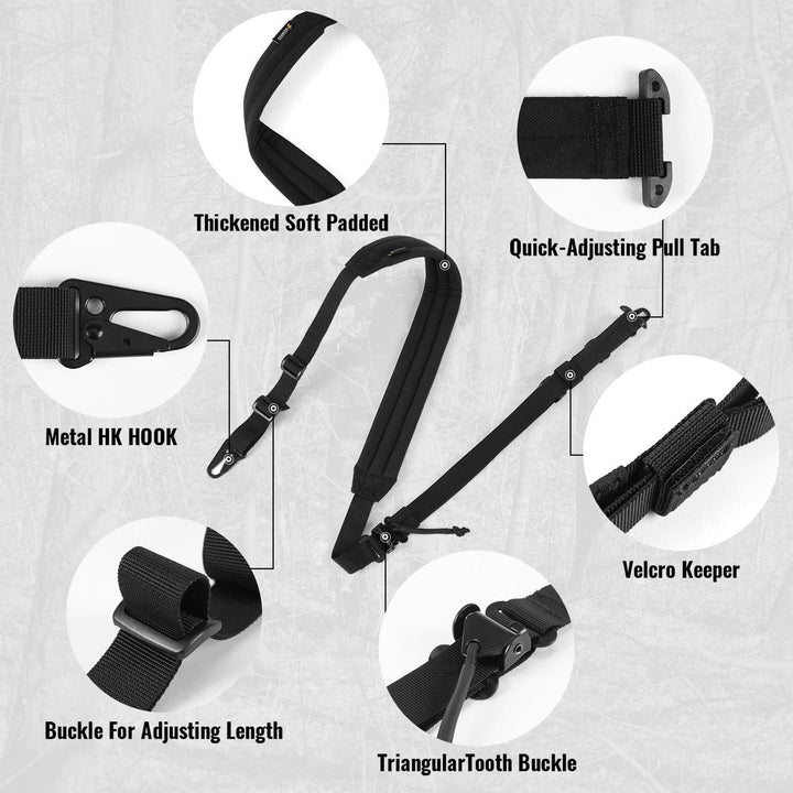 Gun Sling With HK Hook Soft Shoulder Pad Sling
