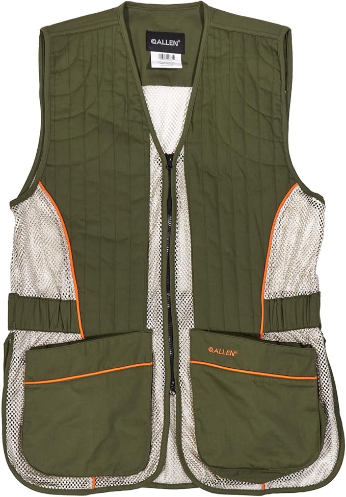 Allen Company Ace Shooting Range Vest M/L Olive/Tan – Adjustable Ambidextrous Vest with Padded Shoulder