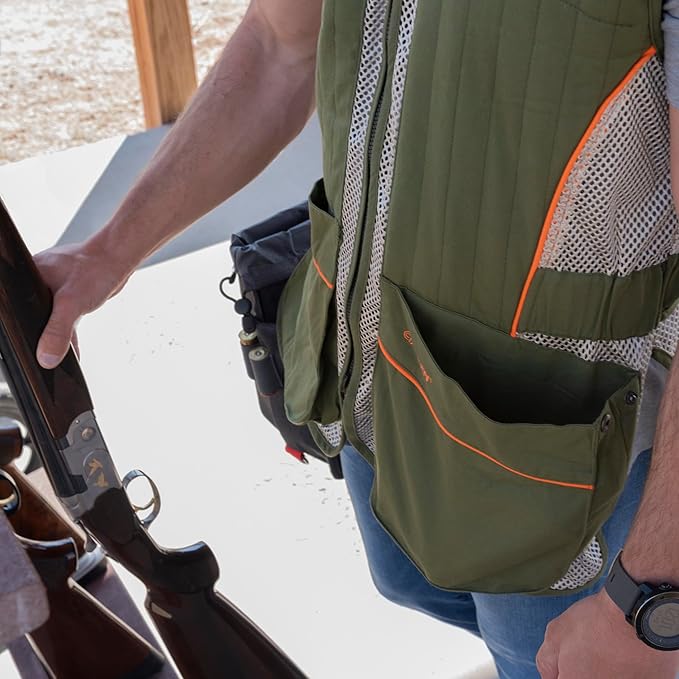 Allen Company Ace Shooting Range Vest M/L Olive/Tan – Adjustable Ambidextrous Vest with Padded Shoulder