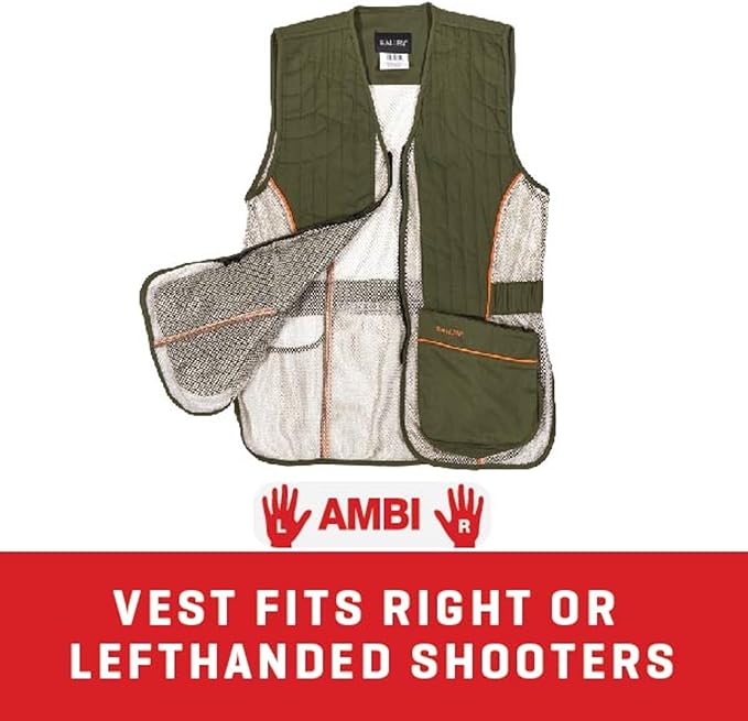 Allen Company Ace Shooting Range Vest M/L Olive/Tan – Adjustable Ambidextrous Vest with Padded Shoulder