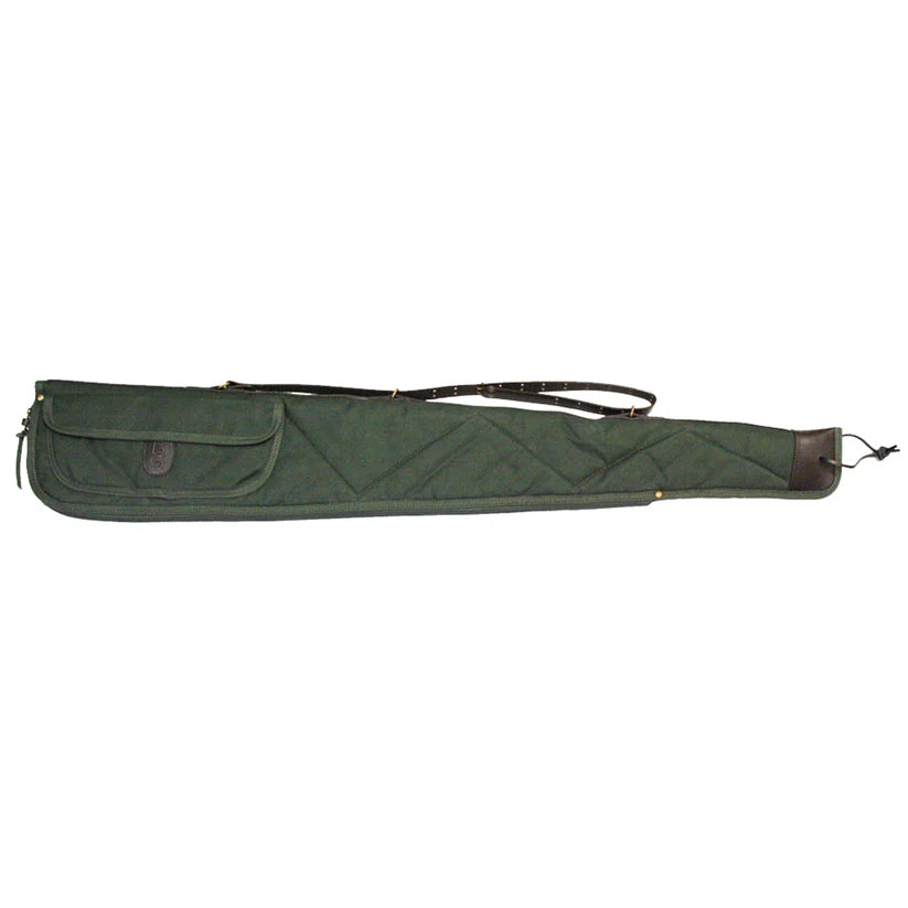 Bob Allen Canvas Shotgun Case – Water-Resistant Canvas Duck Gun Case with Leather Sling, Flannel Lined Padded Shotgun Storage