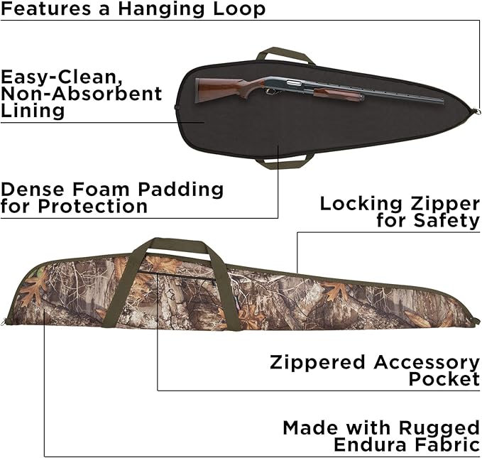Allen Company Emerald Shotgun Case 52” – Padded Camo Gun Case with Lockable Zipper &amp; Accessory Pockets