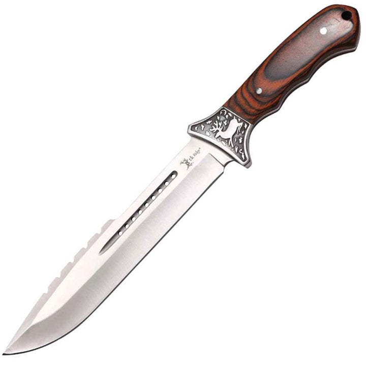 Fixed Blade Hunting Knife 13.75" – 8.13" 3Cr13MoV Stainless Steel Blade, Wood Handle, Full Tang with Sheath