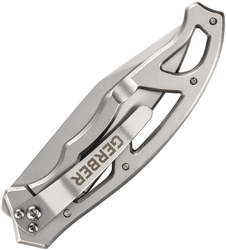 Paraframe I Folding Knife – 3" Stainless Clip Point Blade, Skeletonized Steel Handle, Lightweight EDC Pocket Knife