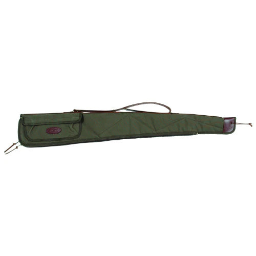 Signature Series Shotgun Case 50" Green – Waxed Canvas Padded Gun Case with Leather Sling, Flannel Lined Shotgun Storage