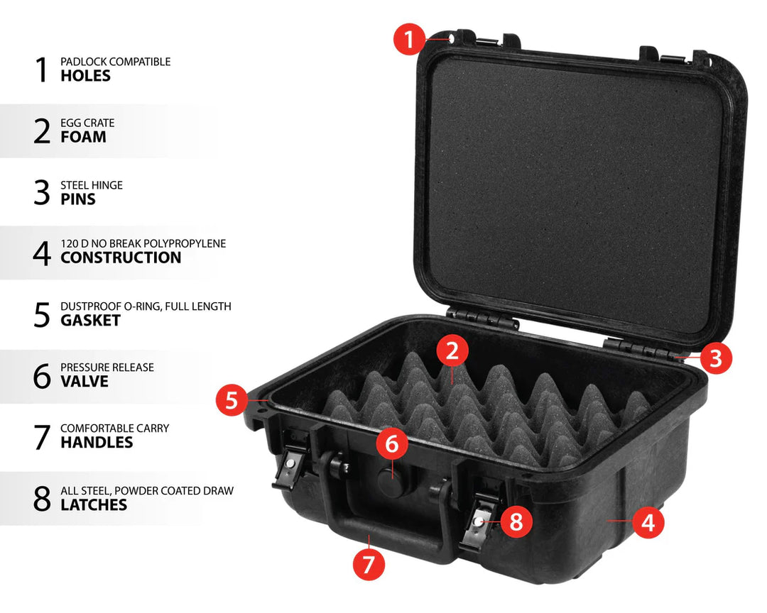 H11 Single Handgun/Accessory/Ammo Case – TSA Approved Waterproof Hard Pistol Case with Foam Interior, Lockable &amp; Made in USA