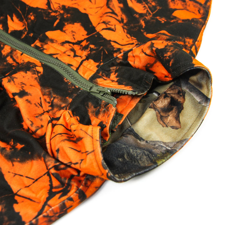 Orange Camo Fleece Hunting Vest – Sleeveless Safety Waistcoat for Hunting, Hiking & Fishing