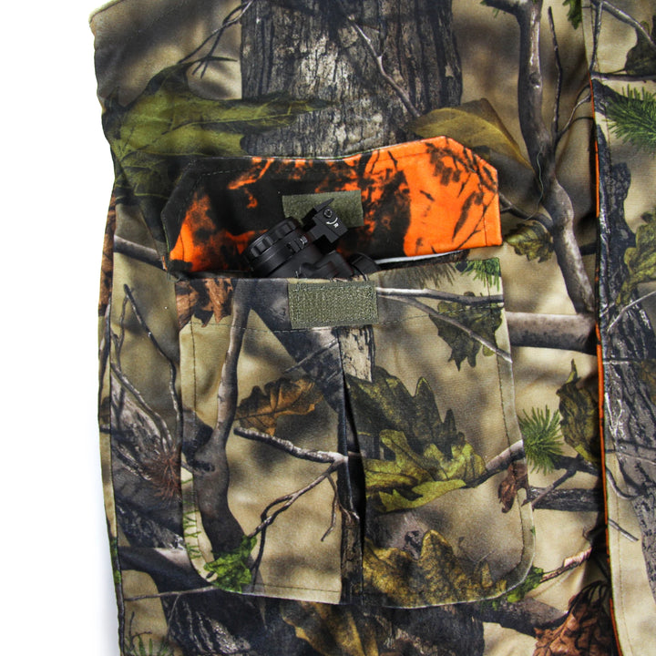 Orange Camo Fleece Hunting Vest – Sleeveless Safety Waistcoat for Hunting, Hiking & Fishing