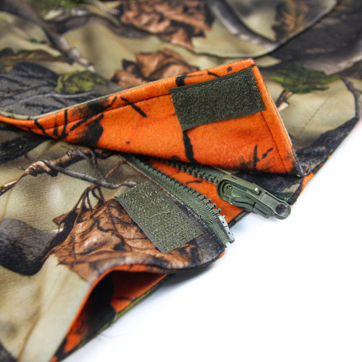 Orange Camo Fleece Hunting Vest – Sleeveless Safety Waistcoat for Hunting, Hiking & Fishing