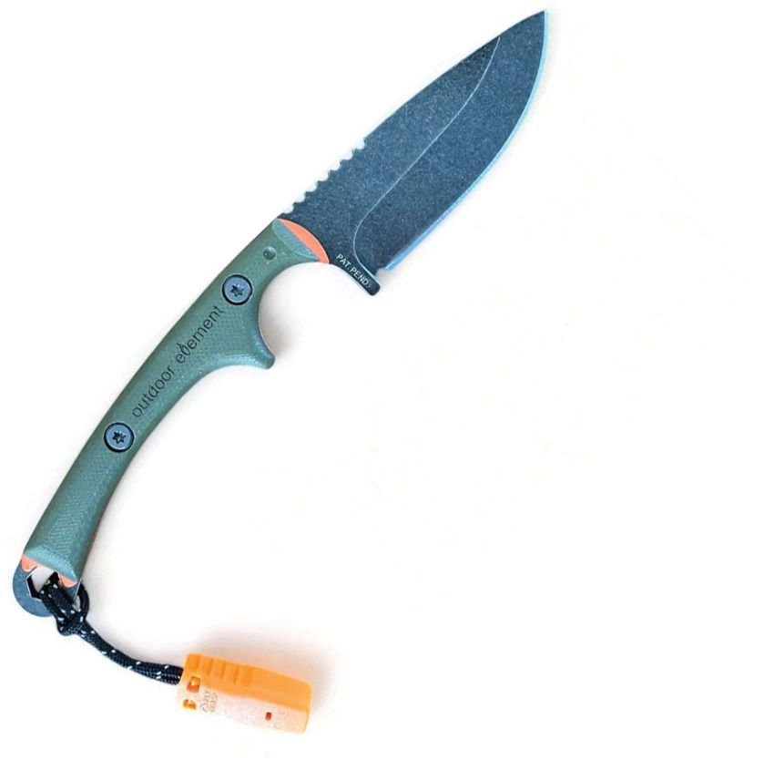 Scout Feather Fixed Blade Knife OD Green – VG-10 Drop Point Blade, G10 Handle with Ferro Rod, Whistle &amp; Neck Sheath