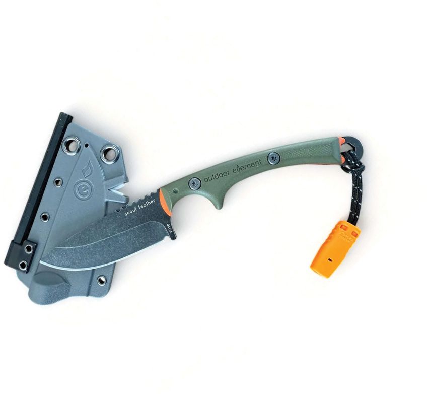 Scout Feather Fixed Blade Knife OD Green – VG-10 Drop Point Blade, G10 Handle with Ferro Rod, Whistle &amp; Neck Sheath