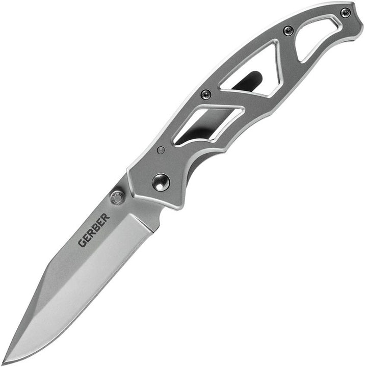 Paraframe I Folding Knife – 3" Stainless Clip Point Blade, Skeletonized Steel Handle, Lightweight EDC Pocket Knife