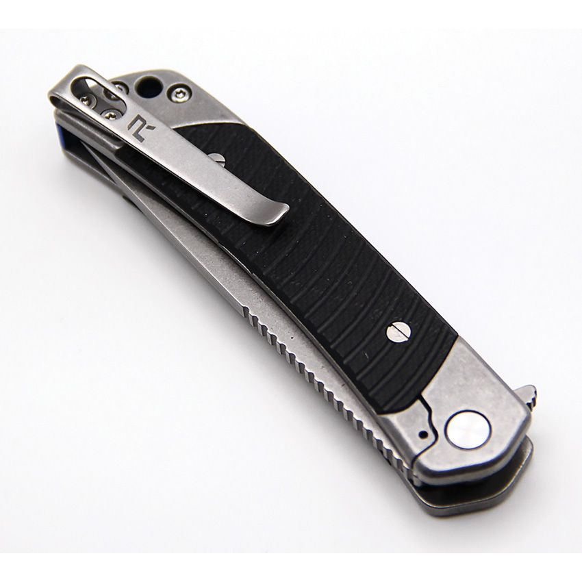 Duo Linerlock Folding Knife – Dual Blade Drop Point &amp; Guthook, 9Cr18MoV Steel, G10 Handle (Black)