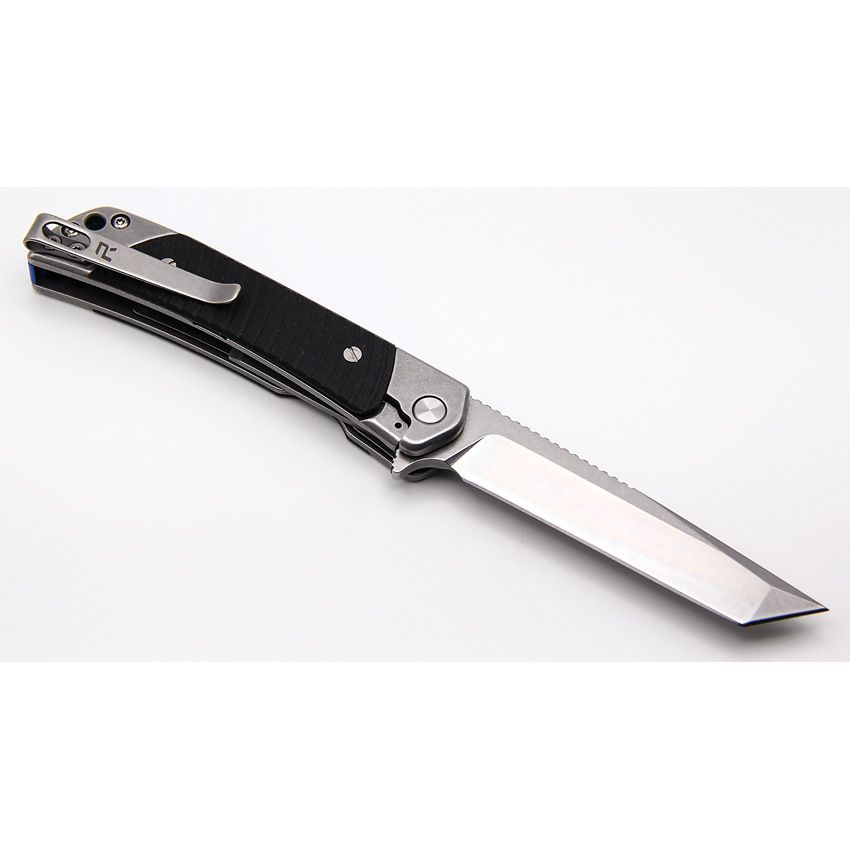 Duo Linerlock Tanto Folding Knife – Dual Tanto &amp; Guthook Blades, 9Cr18MoV Steel, G10 Handle (Black)