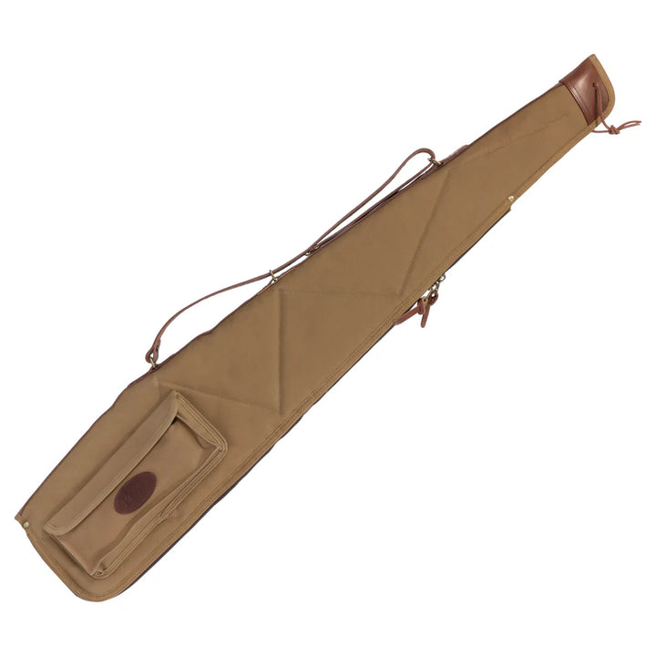 Signature Series Scoped Rifle Case 46" Khaki – Waxed Canvas Gun Case with Leather Sling, Flannel Lined Padded Rifle Storage