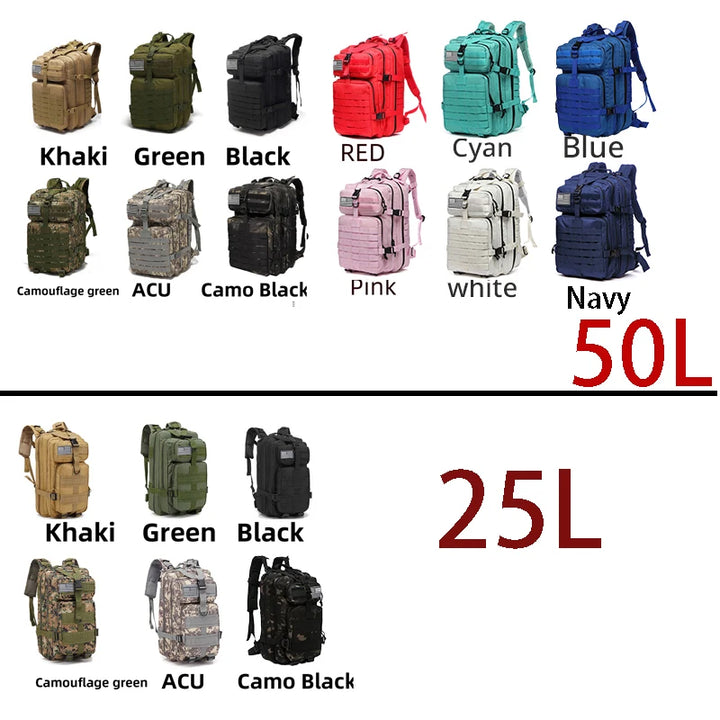 25L/50L 1000D Nylon Waterproof Trekking/Fishing/Hunting Bag Backpack