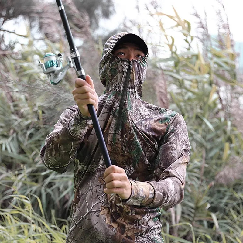 Men’s Lightweight Hunting & Fishing Jacket – Dead Leaves Camo | Quick-Dry, Sun Protection, Ice Silk Fabric
