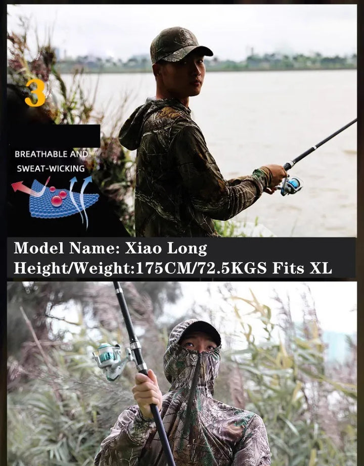 Men’s Lightweight Hunting & Fishing Jacket – Dead Leaves Camo | Quick-Dry, Sun Protection, Ice Silk Fabric