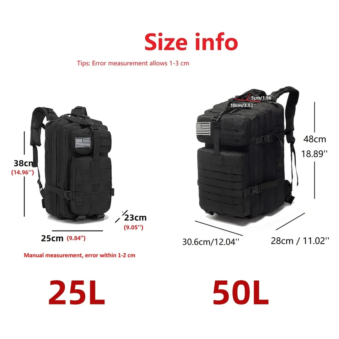 25L/50L 1000D Nylon Waterproof Trekking/Fishing/Hunting Bag Backpack