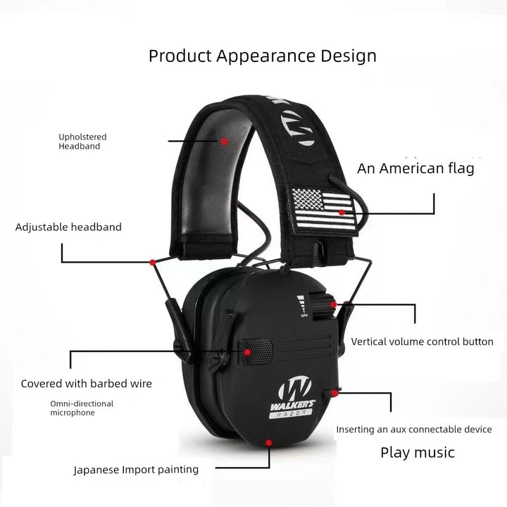 Walkers Shooting Tactical Headset Howard Protective Earmuffs Folding Digital Noise Reduction Pickup Headset Competition