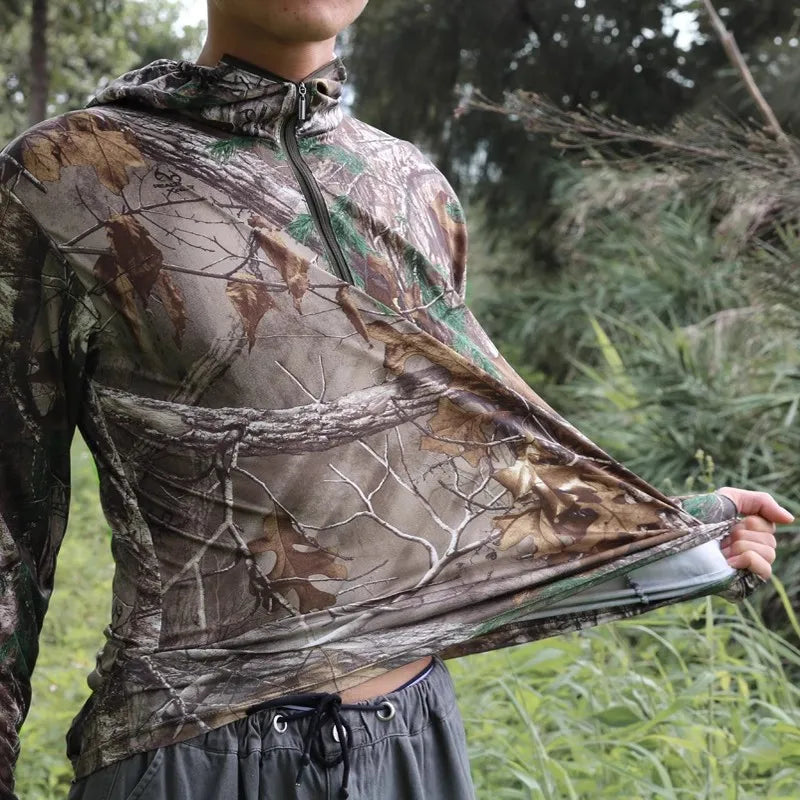 Men’s Lightweight Hunting & Fishing Jacket – Dead Leaves Camo | Quick-Dry, Sun Protection, Ice Silk Fabric