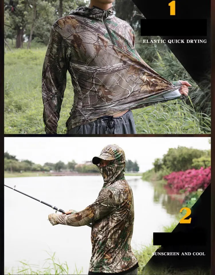 Men’s Lightweight Hunting & Fishing Jacket – Dead Leaves Camo | Quick-Dry, Sun Protection, Ice Silk Fabric