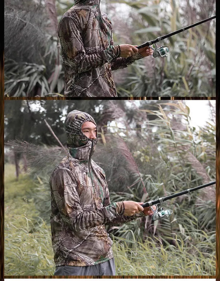 Men’s Lightweight Hunting & Fishing Jacket – Dead Leaves Camo | Quick-Dry, Sun Protection, Ice Silk Fabric