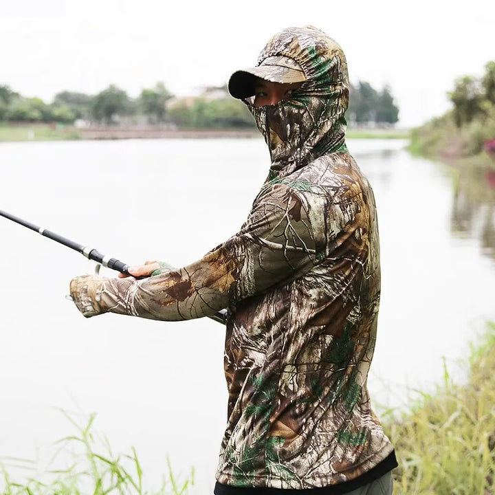 Men’s Lightweight Hunting & Fishing Jacket – Dead Leaves Camo | Quick-Dry, Sun Protection, Ice Silk Fabric