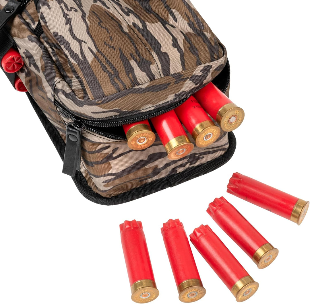 Triumph Double Compartment Range Shell Bag Black/MO Bottomland Camo – Holds 2 Boxes 12 Gauge with Dump-Out Hull Pocket