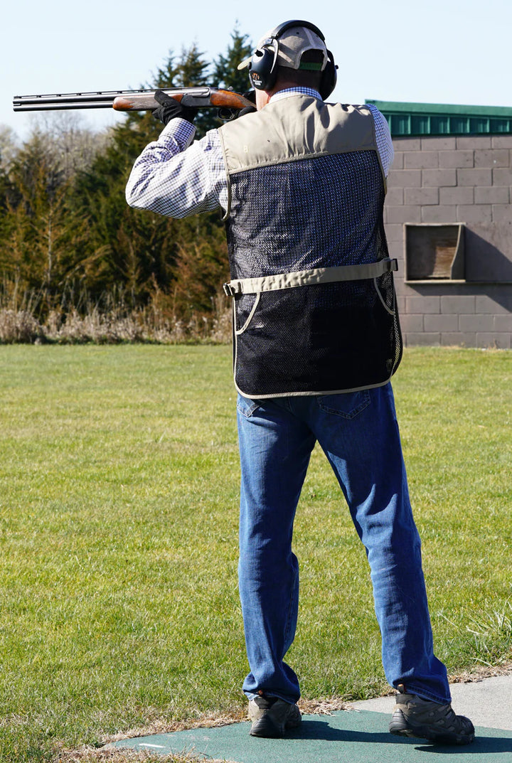Bob Allen Full Mesh Dual Pad Shooting Vest – Breathable Ambidextrous Shooting Vest with Shell Pockets &amp; Hull Pouch