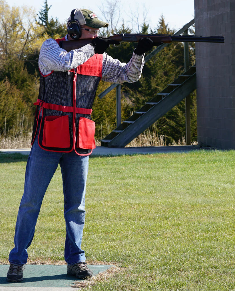 Bob Allen Full Mesh Dual Pad Shooting Vest – Breathable Ambidextrous Shooting Vest with Shell Pockets &amp; Hull Pouch