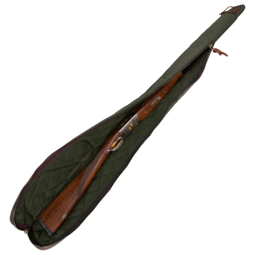 Alaskan Series Shotgun Case – Waxed Canvas Padded Gun Case with Web Sling, Quilted Flannel Lining &amp; Lockable Brass Zipper