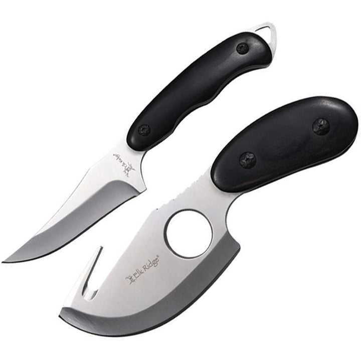 2-Piece Hunting Knife Set – Caping Knife &amp; Guthook with 3Cr13MoV Steel Blades, Full Tang, Wood Handle &amp; Sheath