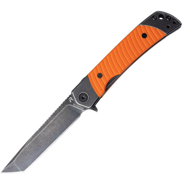 Duo Linerlock Tanto Folding Knife Orange – Dual Tanto &amp; Guthook Blades, 9Cr18MoV Steel, G10 Handle