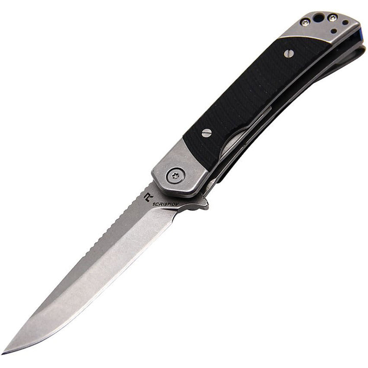 Duo Linerlock Folding Knife – Dual Blade Drop Point &amp; Guthook, 9Cr18MoV Steel, G10 Handle (Black)