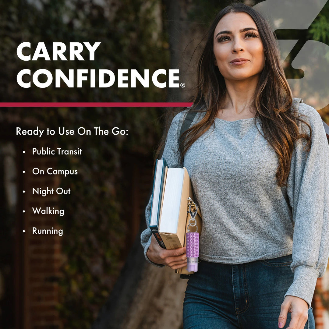 SABRE Jeweled Pepper Spray Keychain – Stylish Self Defense Spray with 12–14 ft Range &amp; Twist Lock Safety