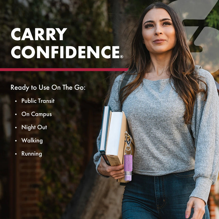 SABRE Jeweled Pepper Spray Keychain – Stylish Self Defense Spray with 12–14 ft Range &amp; Twist Lock Safety